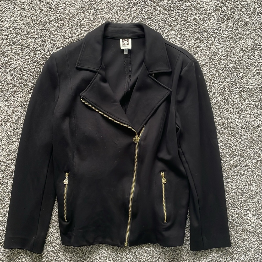 Anne Klein classy black zip up jacket